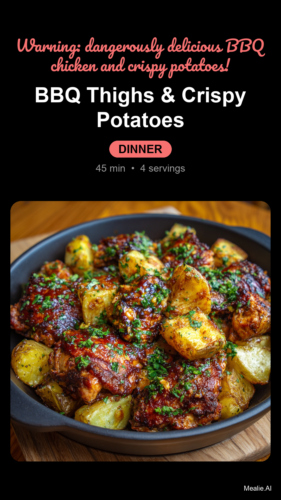 Baked BBQ Chicken Thighs with Roasted Potatoes