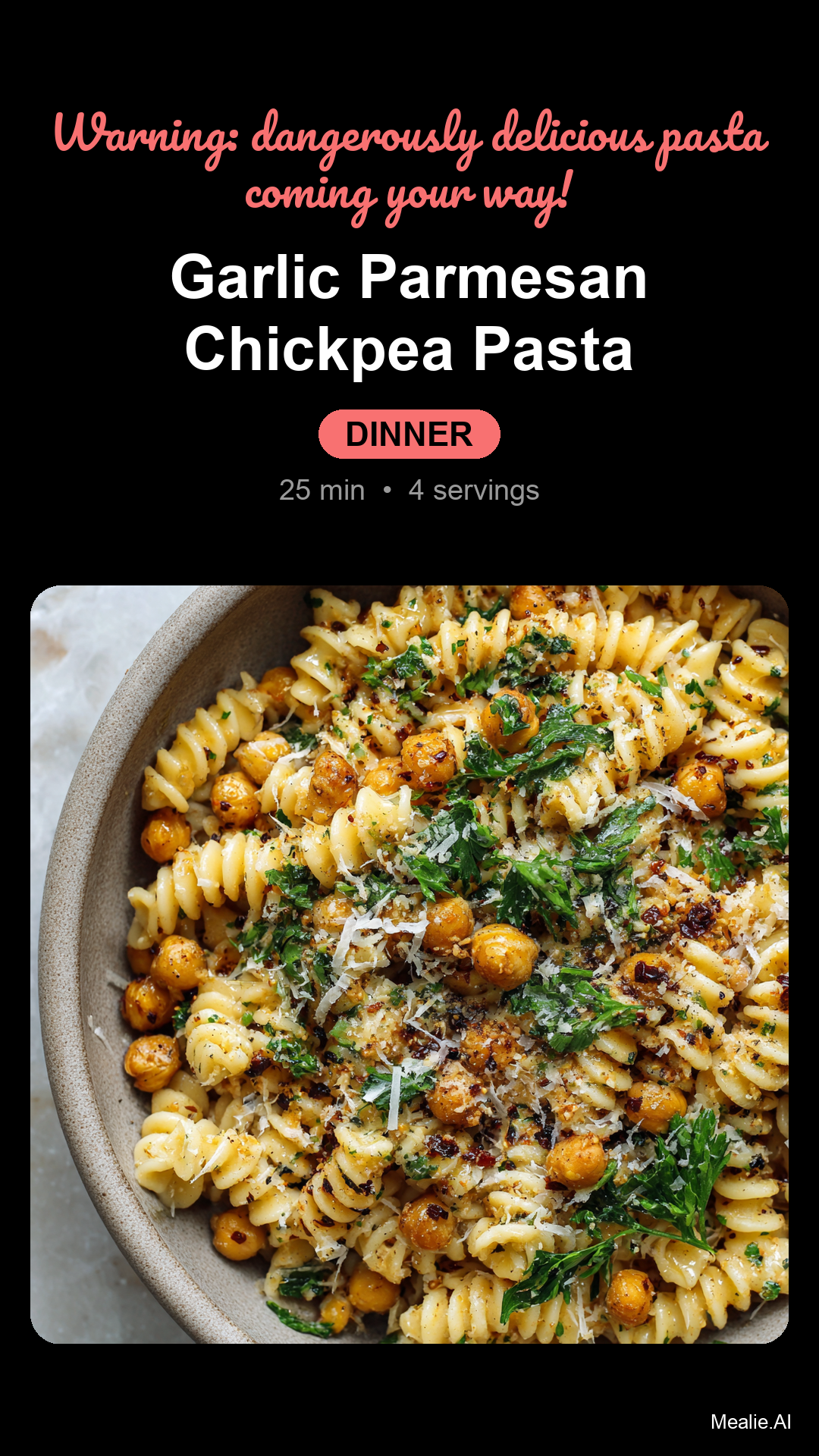 Garlic Parmesan Chickpea Pasta