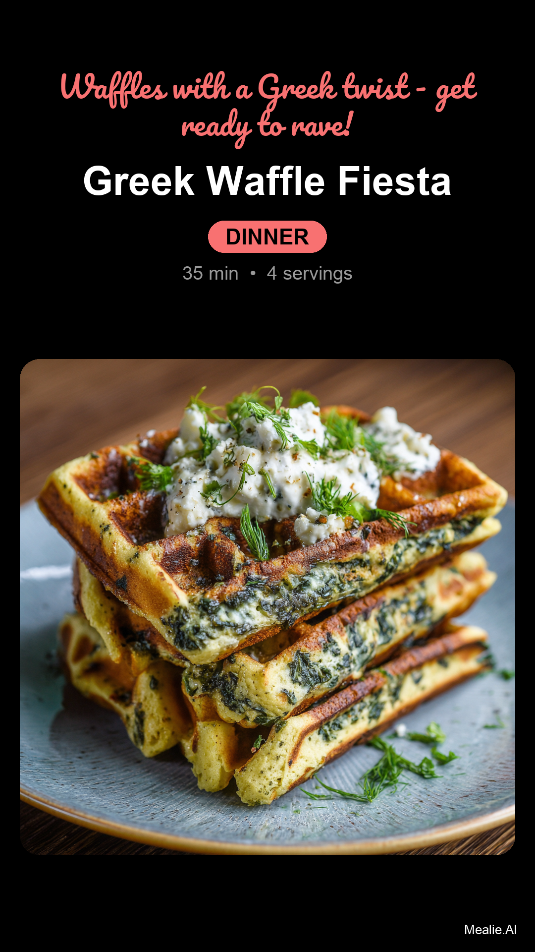 Greek Spanakopita Waffles with Lemon-Dill Yogurt