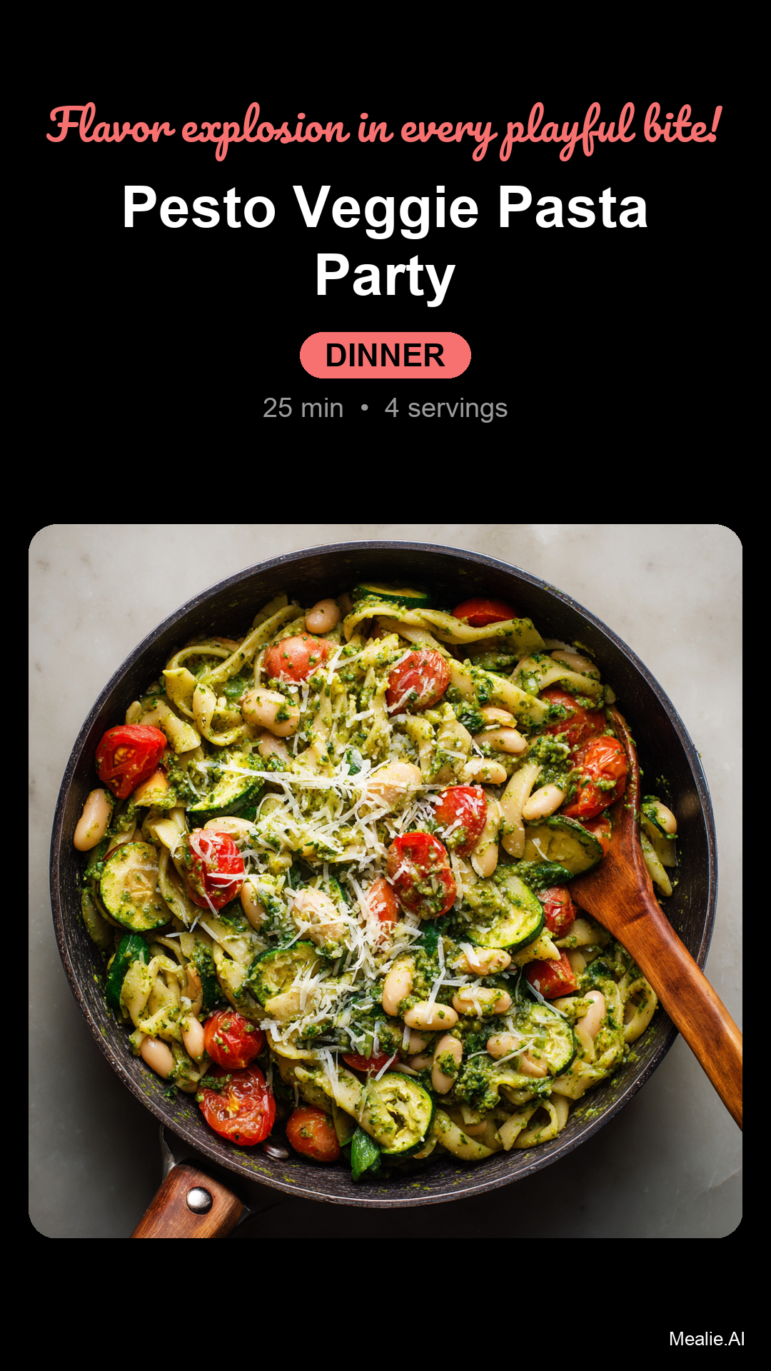 Pesto Veggie Pasta with White Beans