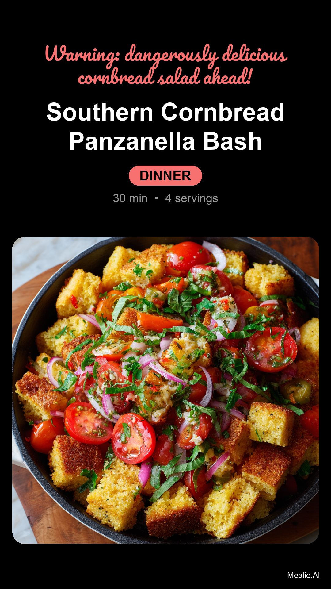 Southern Buttermilk Cornbread Panzanella with Pickled Okra Vinaigrette